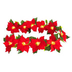 Christmas Poinsettia Garland String Lights 10 LED Artificial Flower Christmas String Lights Christmas Tree Ornaments Indoor Outdoor Party Decor