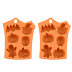2Pcs Halloween Silicone Baking Molds with Pumpkin Skeleton Head Bat Ghost Shape Cake Mold Cupcake Chocolate Mold Halloween DIY Baking Tools