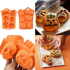 2Pcs Halloween Silicone Baking Molds with Pumpkin Skeleton Head Bat Ghost Shape Cake Mold Cupcake Chocolate Mold Halloween DIY Baking Tools