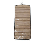 Portable Hanging Jewelry Storage Roll with Metal Hooks Double Sided Jewelry Holder Rack