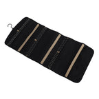 Portable Hanging Jewelry Storage Roll with Metal Hooks Double Sided Jewelry Holder Rack
