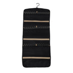 Portable Hanging Jewelry Storage Roll with Metal Hooks Double Sided Jewelry Holder Rack