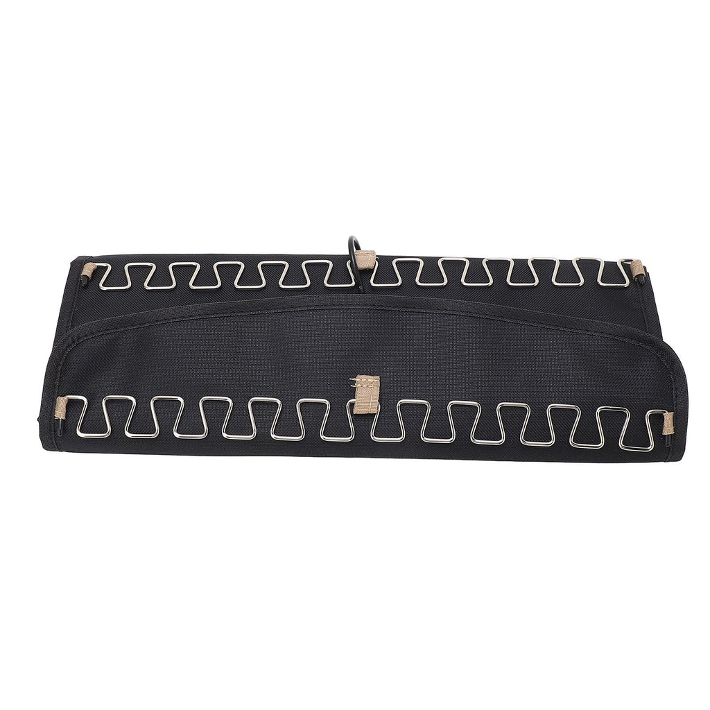 Portable Hanging Jewelry Storage Roll with Metal Hooks Double Sided Jewelry Holder Rack