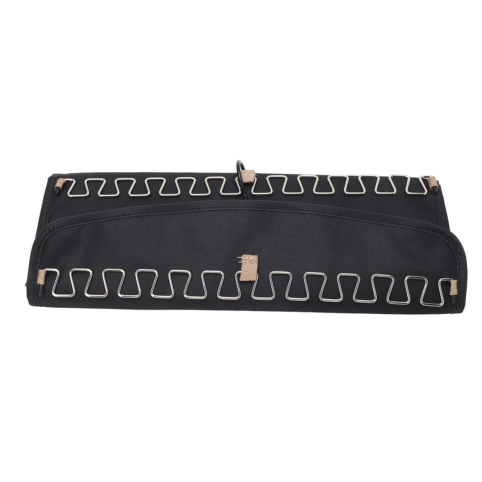 Portable Hanging Jewelry Storage Roll with Metal Hooks Double Sided Jewelry Holder Rack