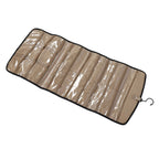Portable Hanging Jewelry Storage Roll with Metal Hooks Double Sided Jewelry Holder Rack