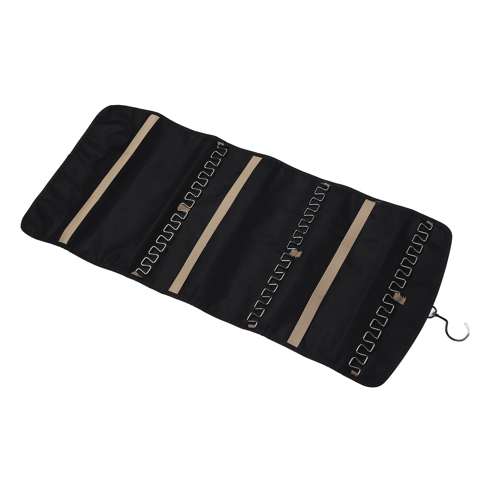 Portable Hanging Jewelry Storage Roll with Metal Hooks Double Sided Jewelry Holder Rack