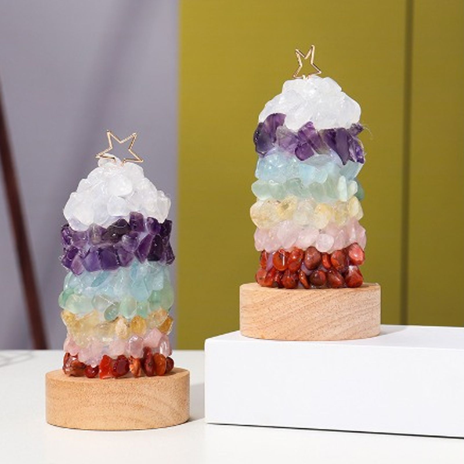 Warm Light Natural Seven Color Crystal Stone Night Light DIY Bed Lamp USB Plug Night Light for Christmas
