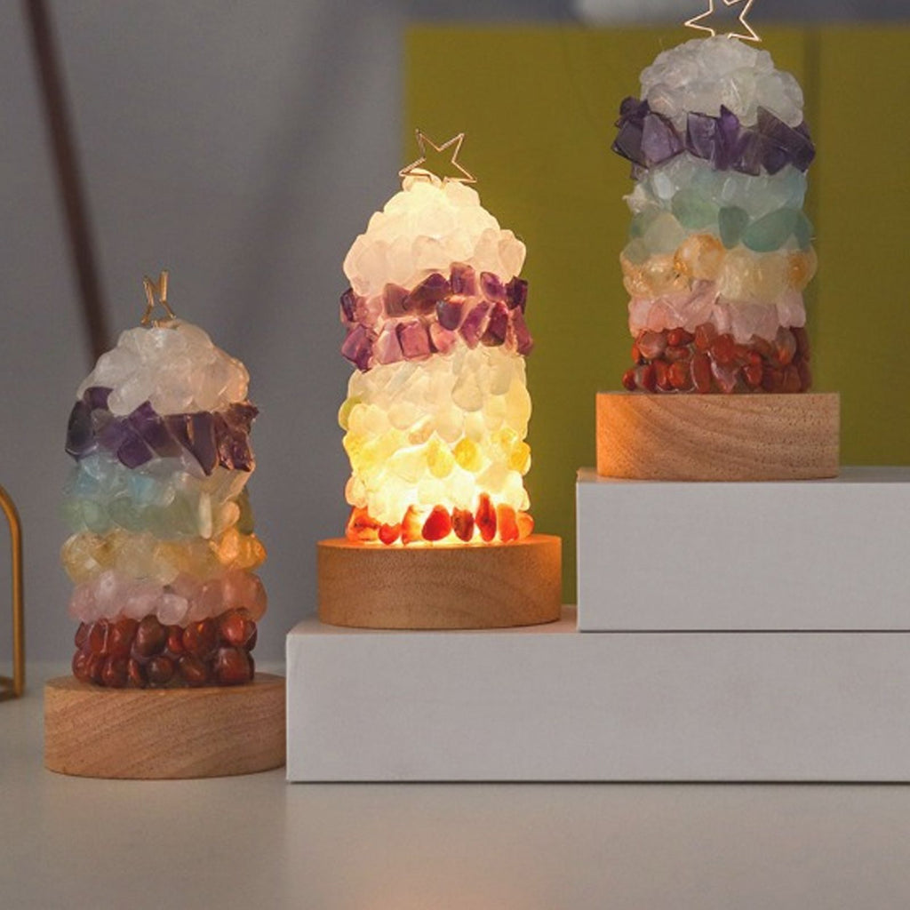 Warm Light Natural Seven Color Crystal Stone Night Light DIY Bed Lamp USB Plug Night Light for Christmas