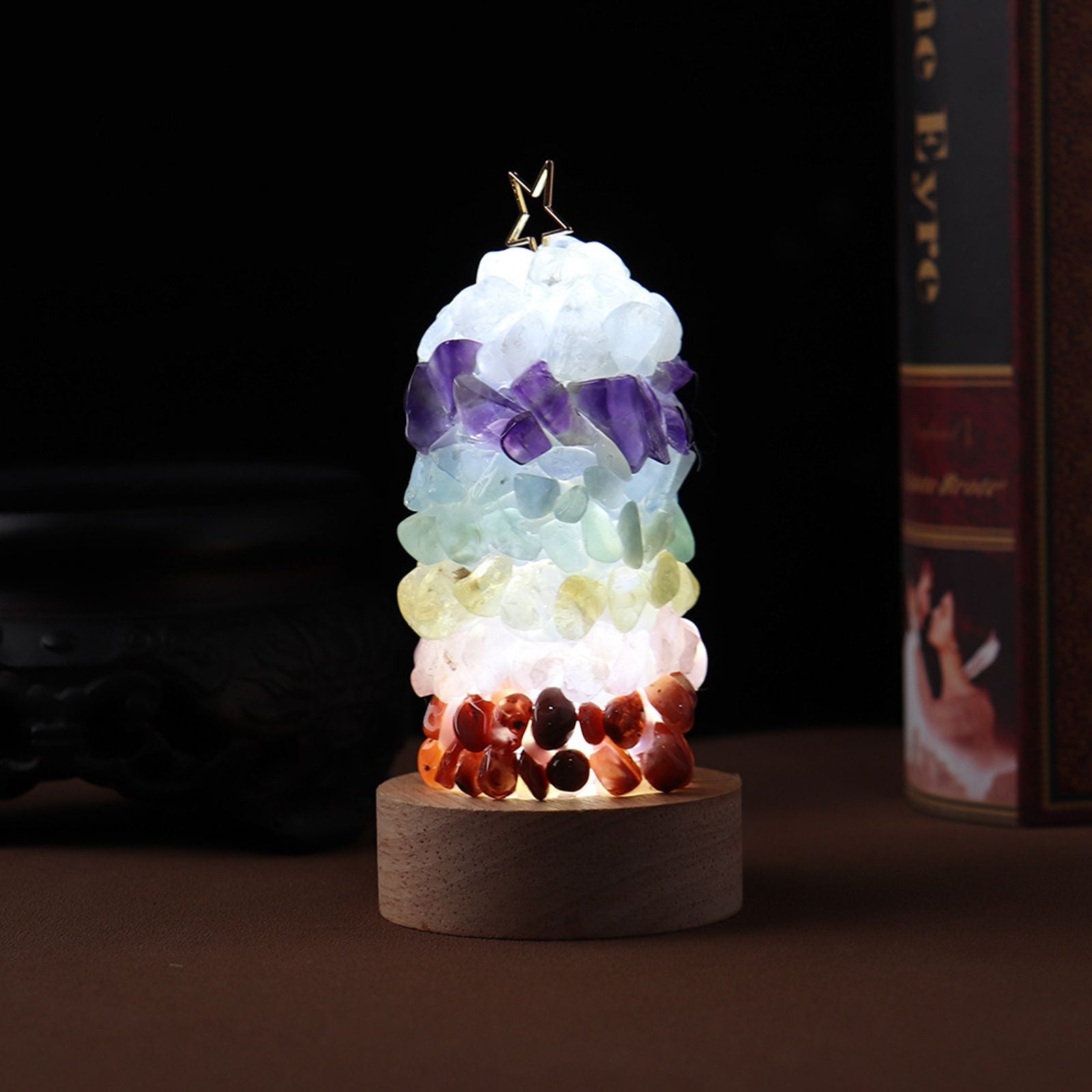 Warm Light Natural Seven Color Crystal Stone Night Light DIY Bed Lamp USB Plug Night Light for Christmas