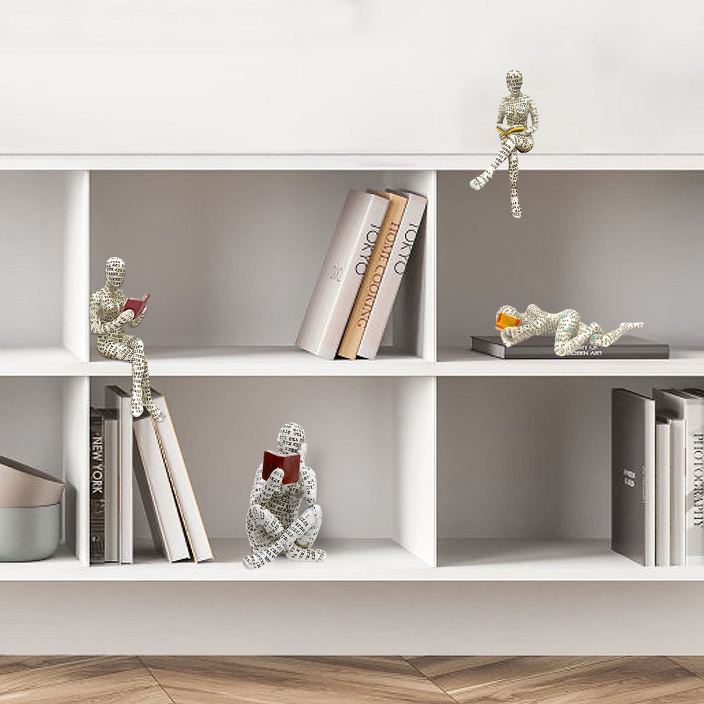 Woman Reading Paper Pulp Molding Ornaments Resin Ornaments Bookshelf Decoration