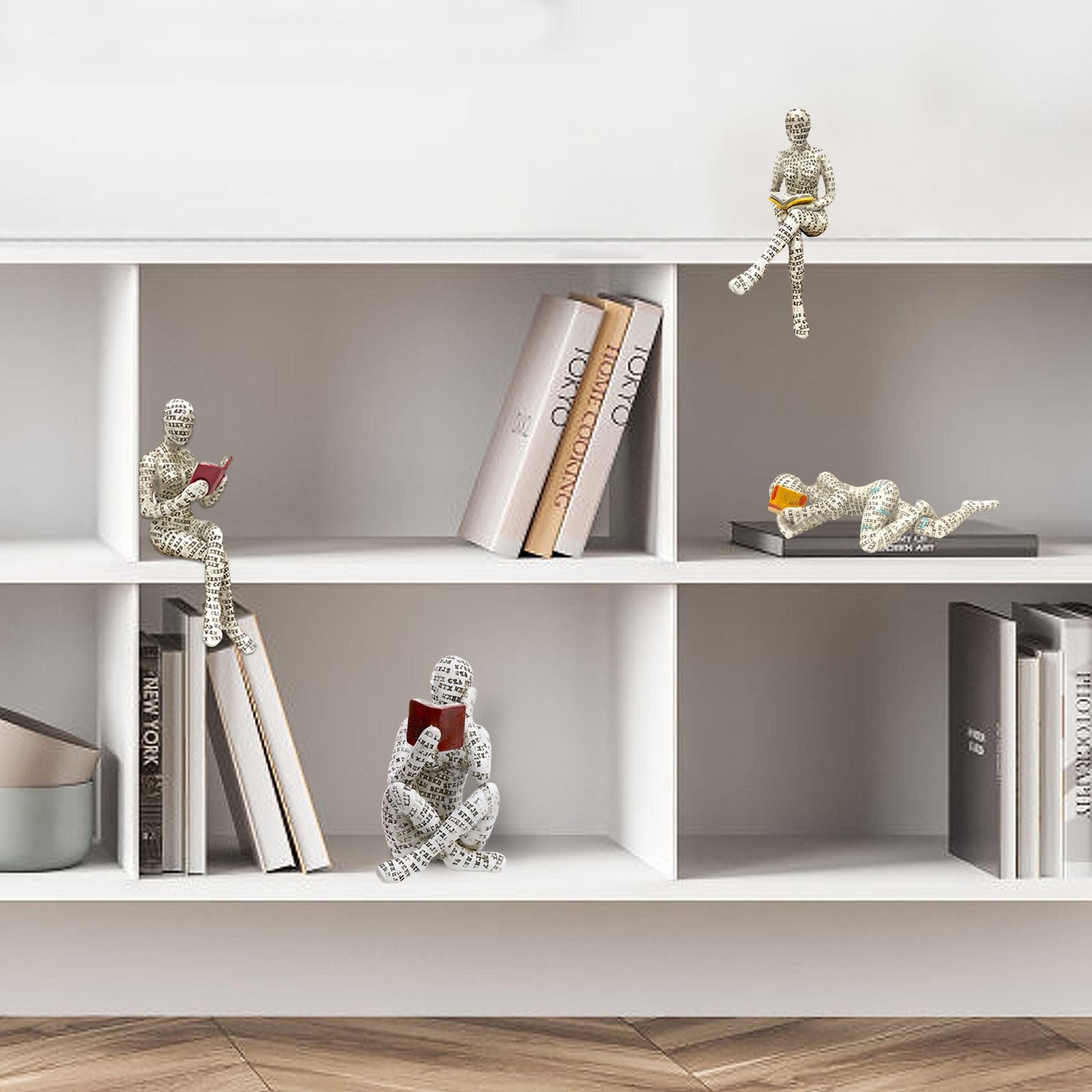 Woman Reading Paper Pulp Molding Ornaments Resin Ornaments Bookshelf Decoration