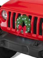 Car Christmas Wreath Decoration with Lights Suitable for Truck SUVs