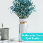 White Ceramics Vase Water Transfer Printed Marble Flower Vase for Bedroom Living Room Cafe Restaurant Office