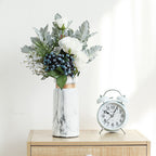 White Ceramics Vase Water Transfer Printed Marble Flower Vase for Bedroom Living Room Cafe Restaurant Office