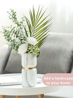 White Ceramics Vase Water Transfer Printed Marble Flower Vase for Bedroom Living Room Cafe Restaurant Office