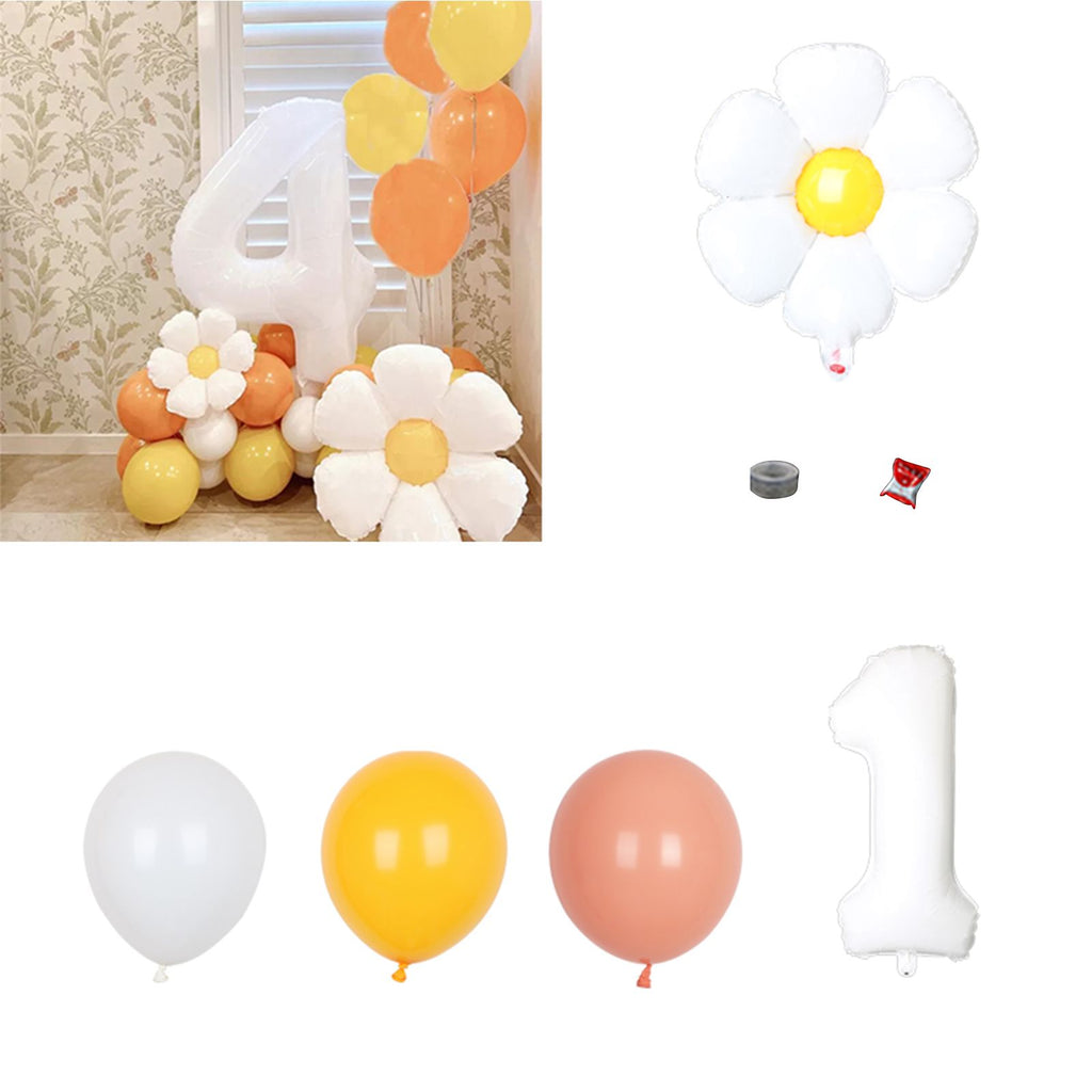 Daisy Balloons Set Aluminum Film Reusable Party Decoration Balloons for Baby Shower Wedding Birthday