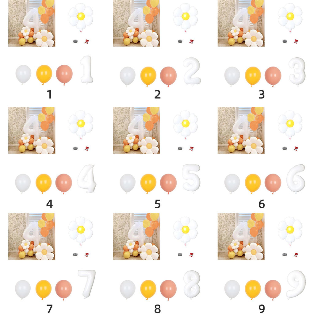 Daisy Balloons Set Aluminum Film Reusable Party Decoration Balloons for Baby Shower Wedding Birthday