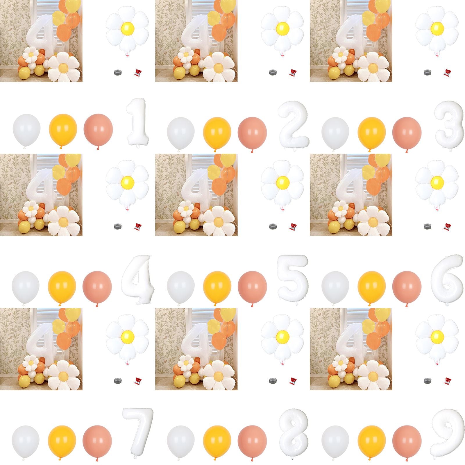 Daisy Balloons Set Aluminum Film Reusable Party Decoration Balloons for Baby Shower Wedding Birthday