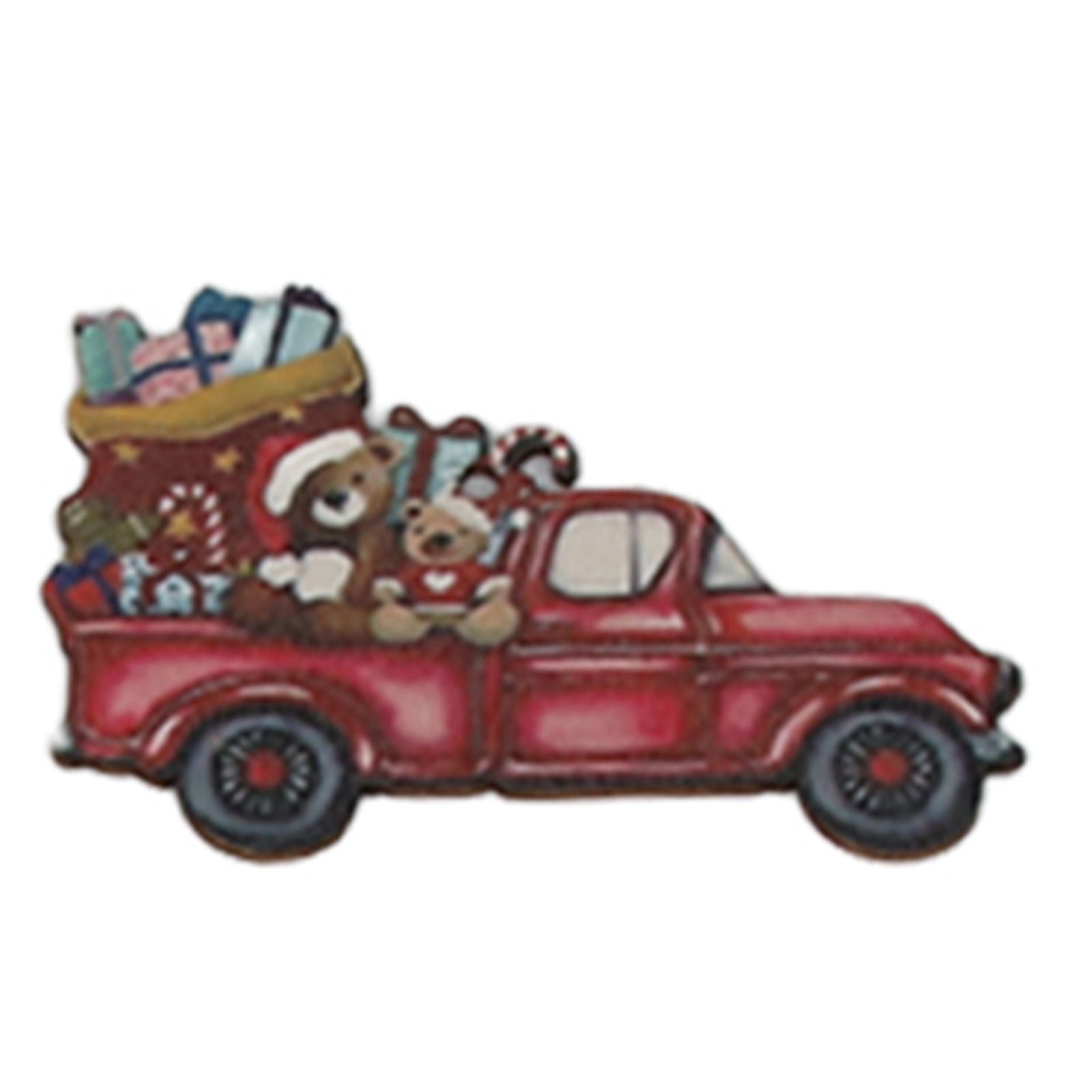 24pcs Christmas Wooden Decoration Xmas Wood Slice Hanging Ornament Christmas Tree Red Truck Decoration