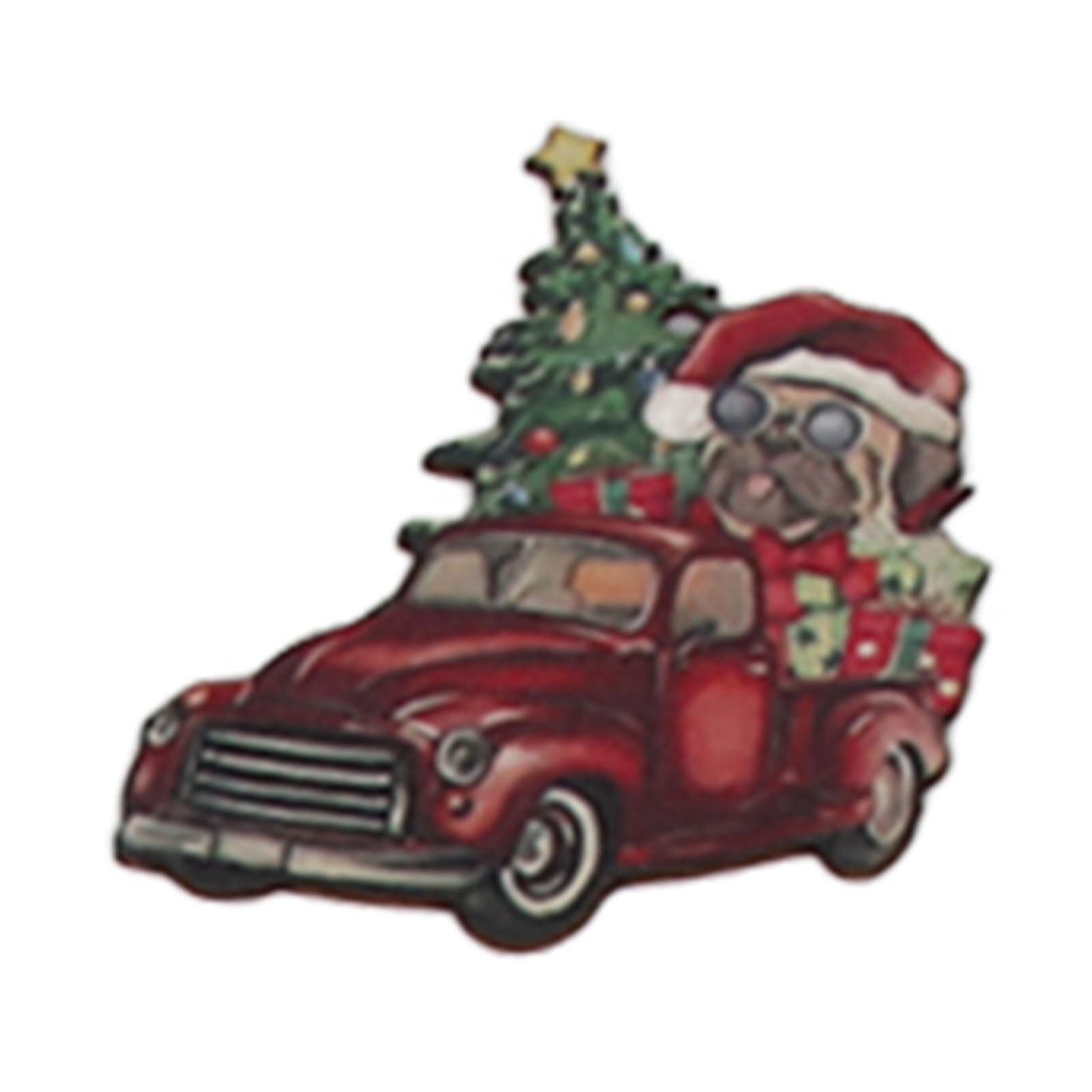 24pcs Christmas Wooden Decoration Xmas Wood Slice Hanging Ornament Christmas Tree Red Truck Decoration