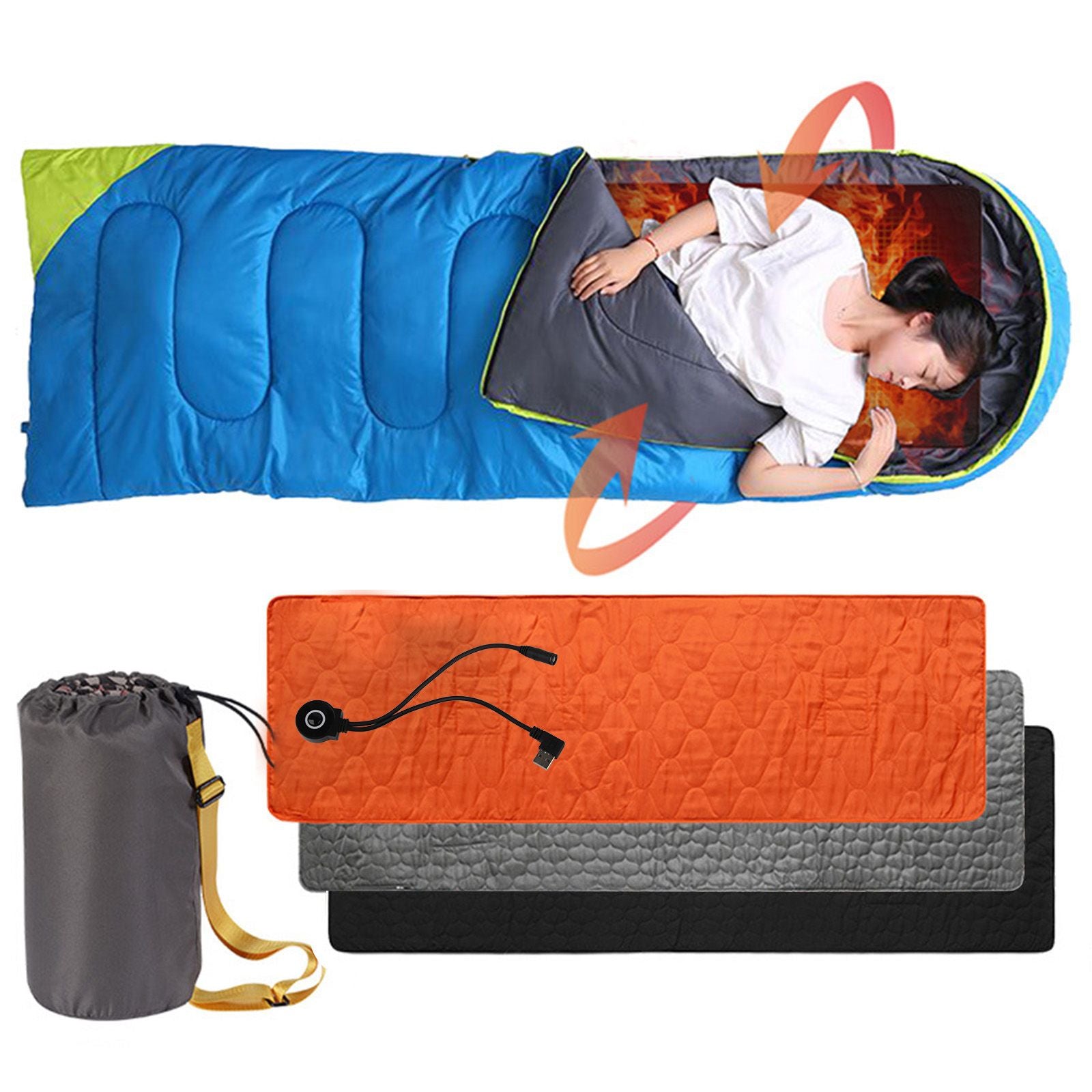 Heated Sleeping Pad Smart Rechargeable Portable Heated Sleeping Bag Waterproof Outdoor Camping Sleeping Bag