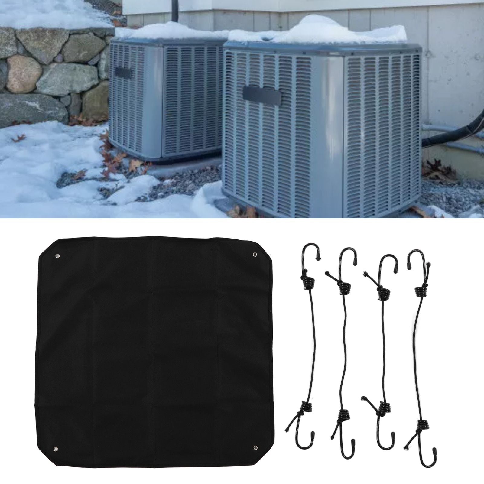 Outdoor Air Conditioner Cover 600D Oxford Cloth Waterproof Dustproof Wearproof Air Conditioner Protective Cover 91x91cm / 35.8x35.8in