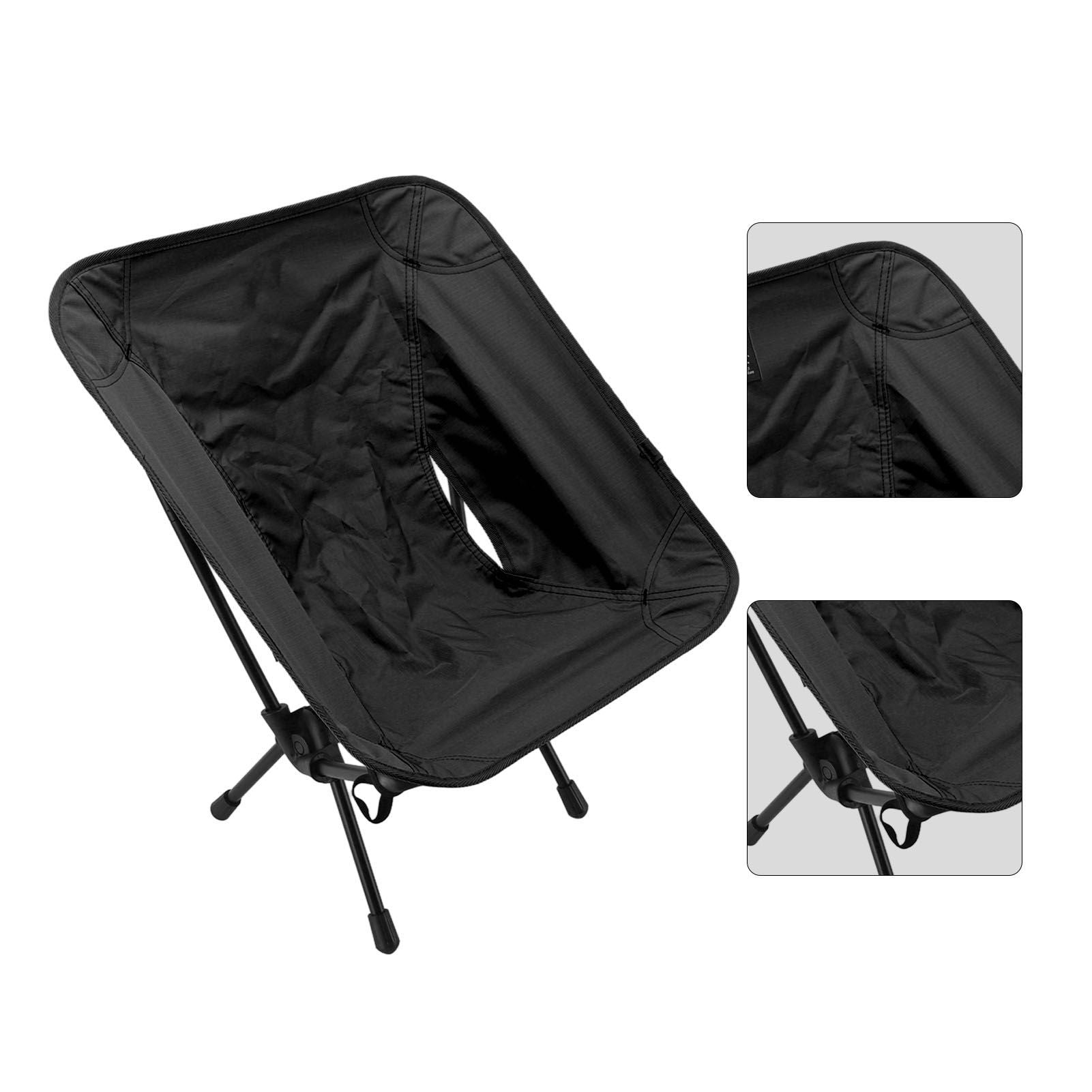 Outdoor Portable Folding Moon Chair Lightweight Leisure Camping Children Chair for Beach Fishing Sketch Black