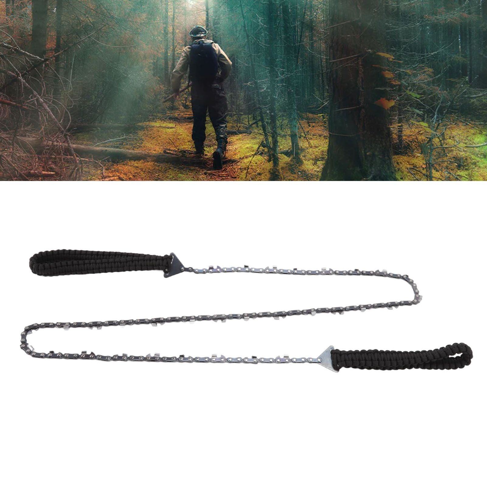 64 Links 31 Cutter 3/8 48 Inch High Reach Tree Limb Hand Rope Chain Saw with Black Paracord