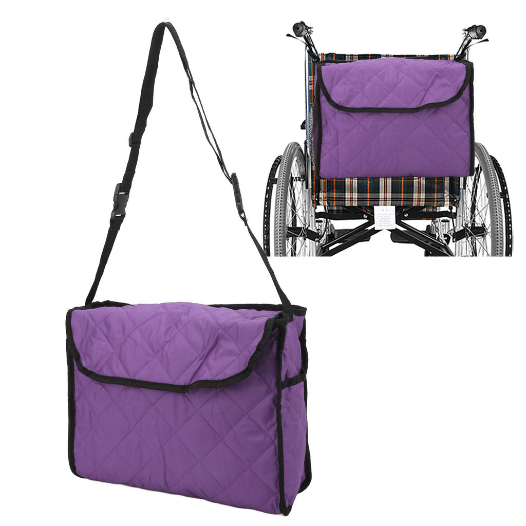 Wheelchair Hanging Storage Bag Quilted Cotton Household Walker Accessories for Scooter Trolley Purple