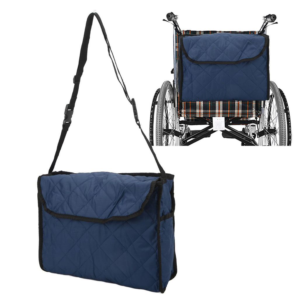 Wheelchair Hanging Storage Bag Quilted Cotton Household Walker Accessories for Scooter Trolley Navy Blue