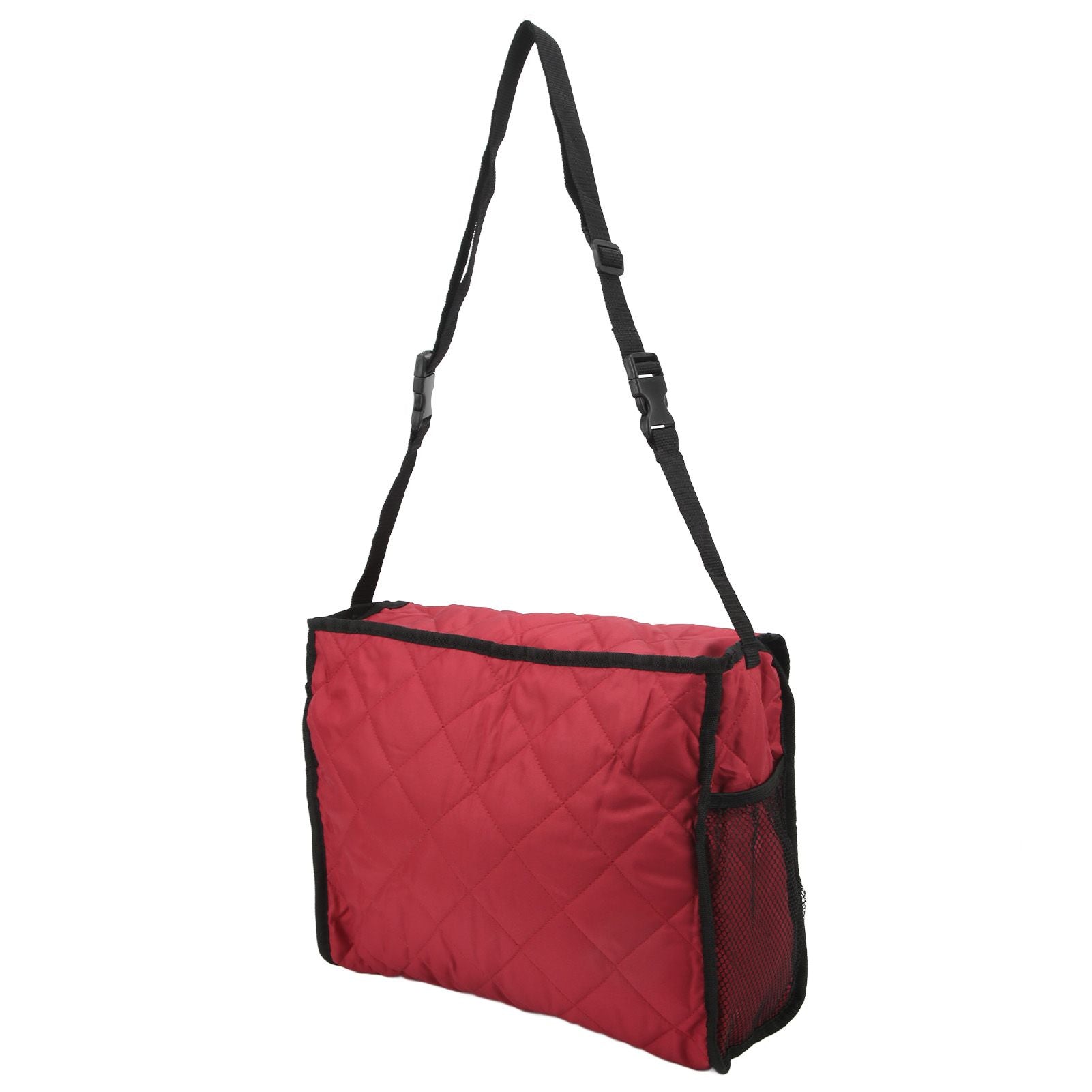Wheelchair Hanging Storage Bag Quilted Cotton Household Walker Accessories for Scooter Trolley Wine Red