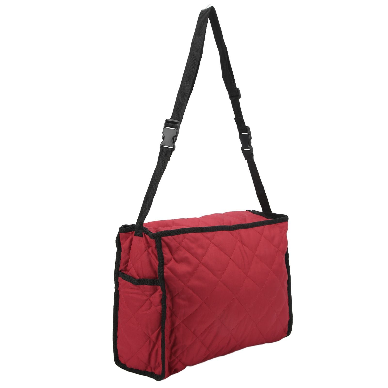 Wheelchair Hanging Storage Bag Quilted Cotton Household Walker Accessories for Scooter Trolley Wine Red