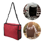 Wheelchair Hanging Storage Bag Quilted Cotton Household Walker Accessories for Scooter Trolley Wine Red