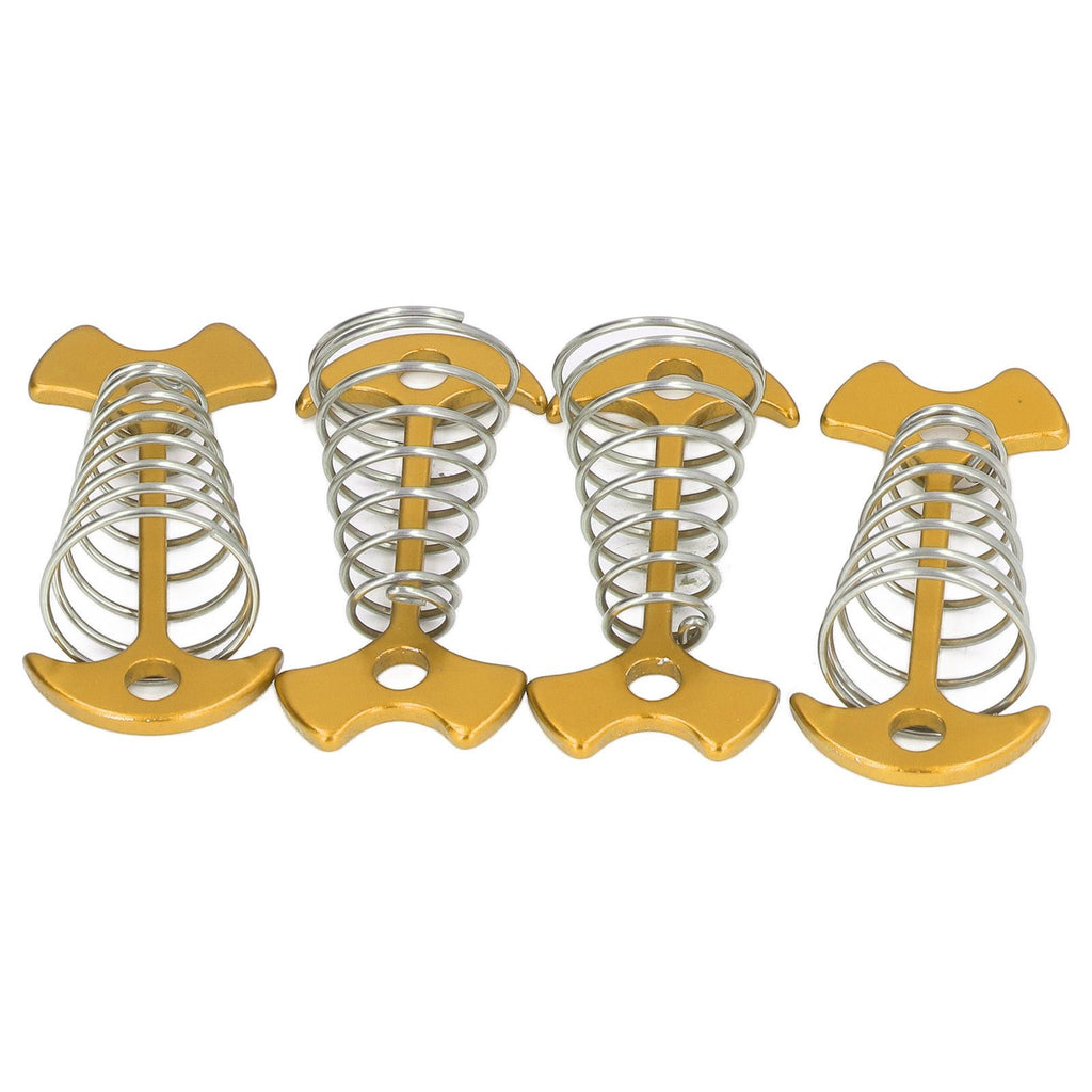 4pcs Fishbone Tent Nails Aluminum Alloy Stainless Steel Extended Plank Floor Canopy Stakes with Spring Gold
