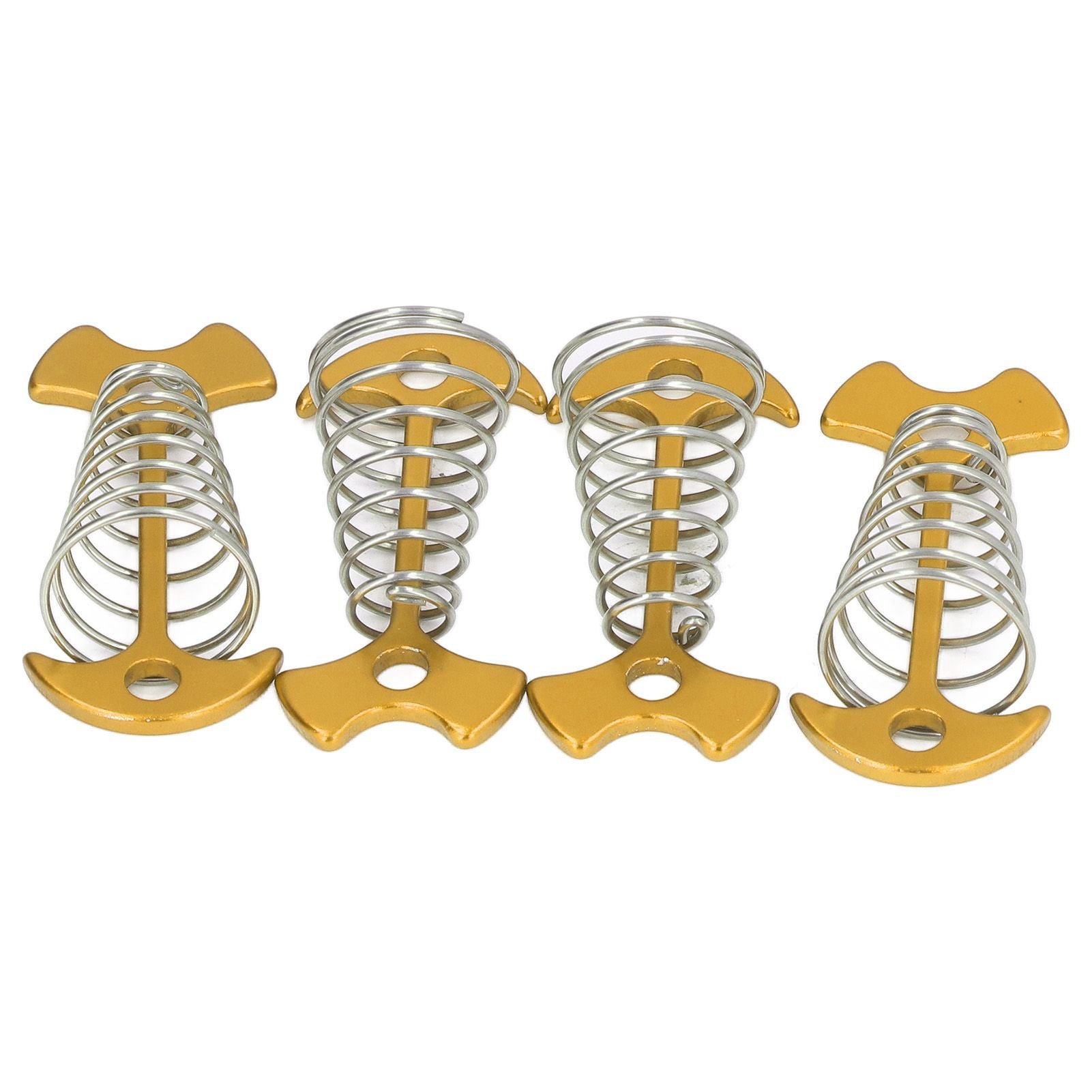 4pcs Fishbone Tent Nails Aluminum Alloy Stainless Steel Extended Plank Floor Canopy Stakes with Spring Gold