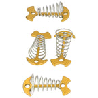 4pcs Fishbone Tent Nails Aluminum Alloy Stainless Steel Extended Plank Floor Canopy Stakes with Spring Gold