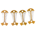 4pcs Fishbone Tent Nails Aluminum Alloy Stainless Steel Extended Plank Floor Canopy Stakes with Spring Gold