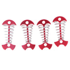 4pcs Fishbone Tent Nails Aluminum Alloy Stainless Steel Extended Plank Floor Canopy Stakes with Spring Red