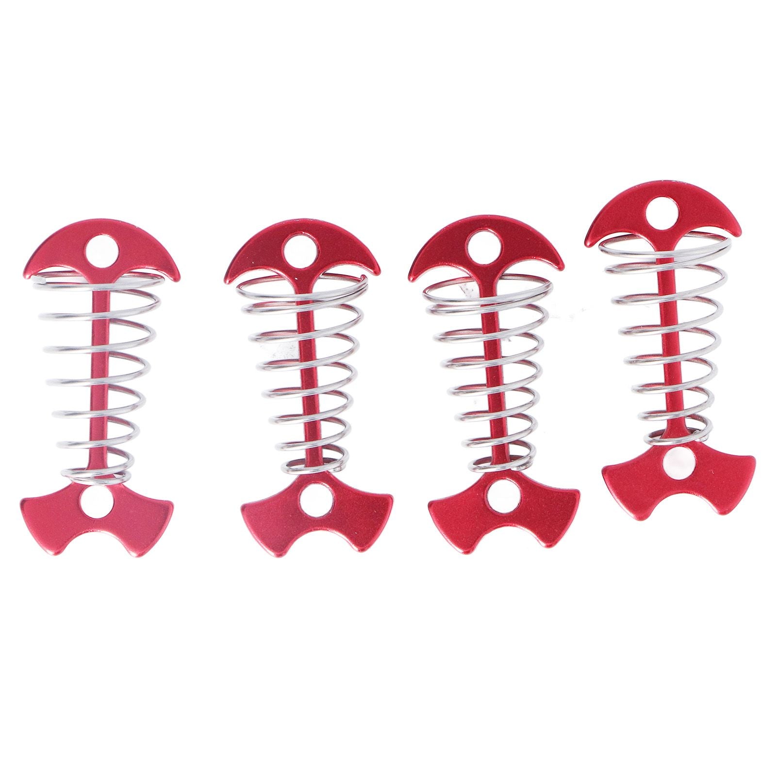 4pcs Fishbone Tent Nails Aluminum Alloy Stainless Steel Extended Plank Floor Canopy Stakes with Spring Red