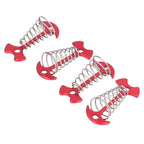 4pcs Fishbone Tent Nails Aluminum Alloy Stainless Steel Extended Plank Floor Canopy Stakes with Spring Red