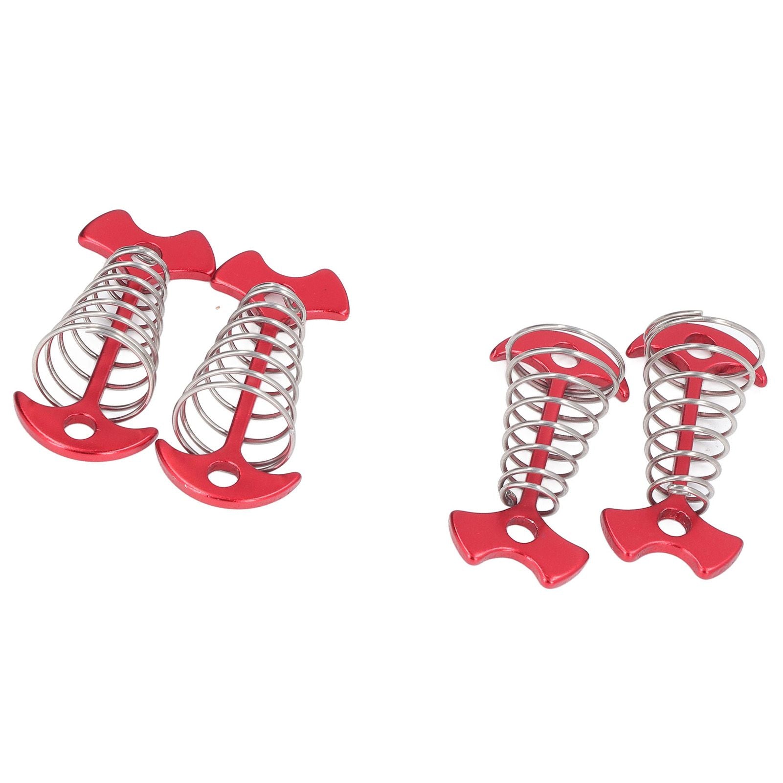 4pcs Fishbone Tent Nails Aluminum Alloy Stainless Steel Extended Plank Floor Canopy Stakes with Spring Red