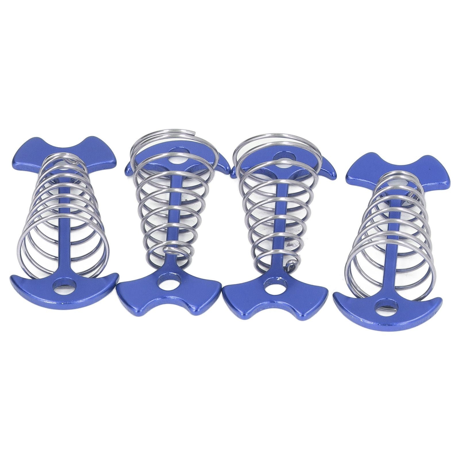 4pcs Fishbone Tent Nails Aluminum Alloy Stainless Steel Extended Plank Floor Canopy Stakes with Spring Blue