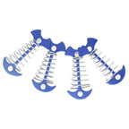 4pcs Fishbone Tent Nails Aluminum Alloy Stainless Steel Extended Plank Floor Canopy Stakes with Spring Blue