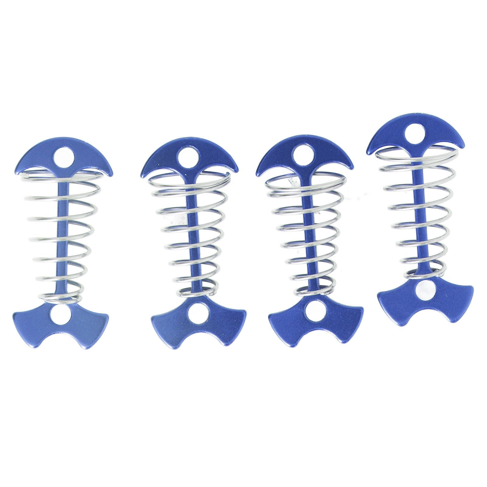 4pcs Fishbone Tent Nails Aluminum Alloy Stainless Steel Extended Plank Floor Canopy Stakes with Spring Blue