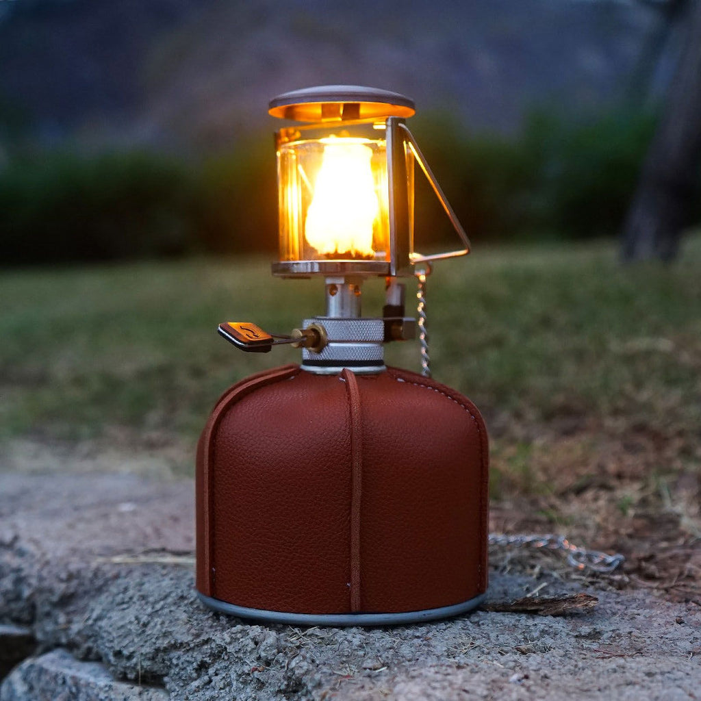 Flat Gas Tank PU Leather Sleeve Fuel Tank Protective Case Camping Stove PU Leather Cover for Outdoor 230g 1.5x9cm