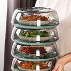 Dish Cover PET Heat Insulation Storage Transparent Dustproof for Home Picnic Cooking Green