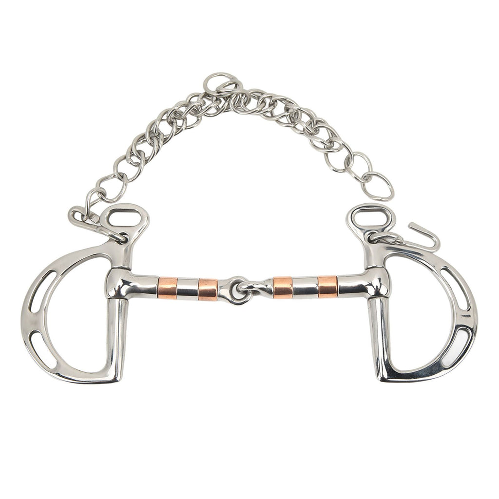 Horse Bit Stainless Steel Copper D Ring Snaffle Bit with Chain for 125mm Horse Mouth