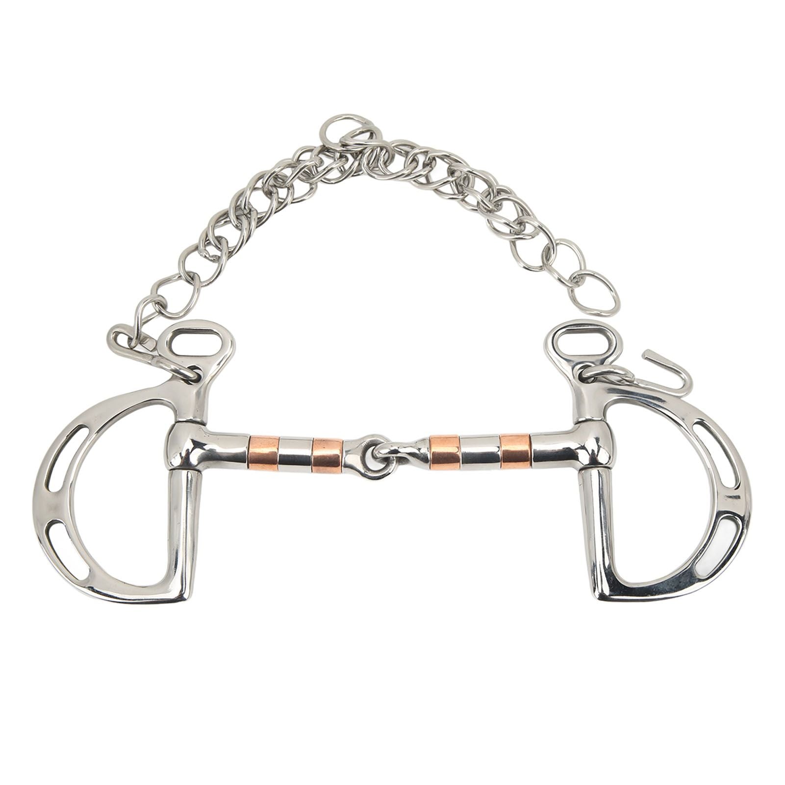 Horse Bit Stainless Steel Copper D Ring Snaffle Bit with Chain for 125mm Horse Mouth