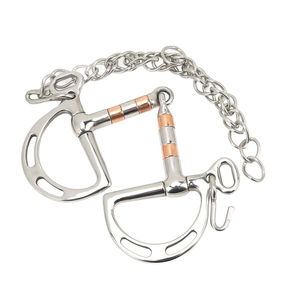 Horse Bit Stainless Steel Copper D Ring Snaffle Bit with Chain for 125mm Horse Mouth