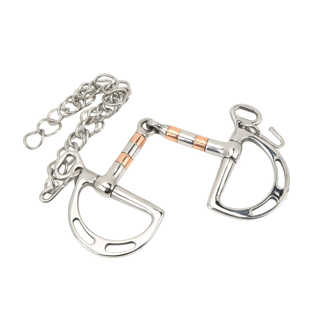 Horse Bit Stainless Steel Copper D Ring Snaffle Bit with Chain for 125mm Horse Mouth